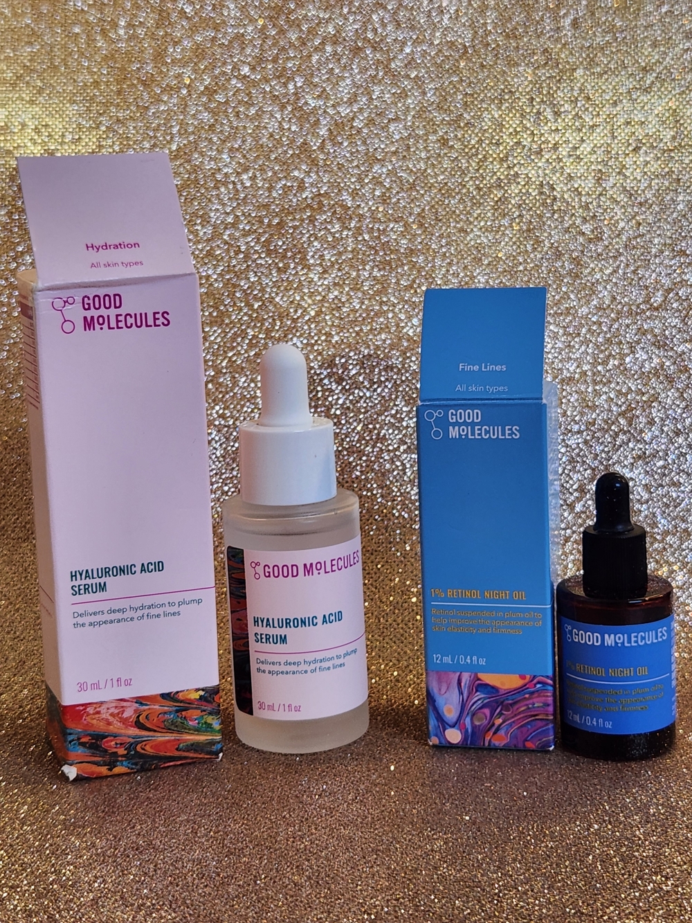 Good Molecules Bundle - Hyaluronic Acid Serum & 1% Retinol Night Oil - NIB